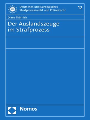 cover image of Der Auslandszeuge im Strafprozess